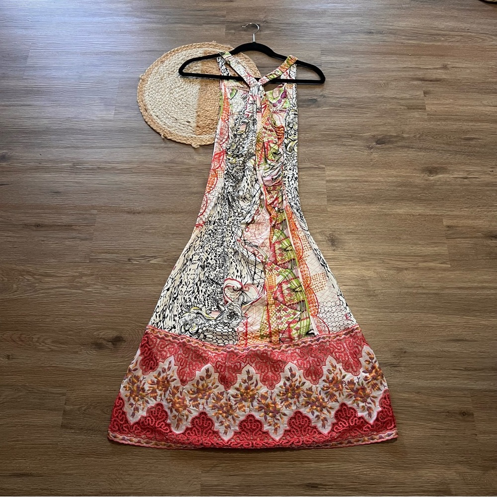 SAVE THE QUEEN Made in Italy Halter Abstract Print Multi-color Dress